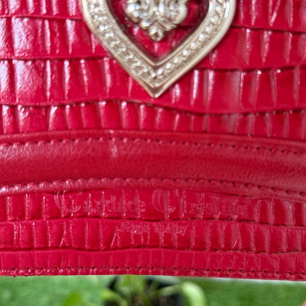 Brighton Genuine Leather Red Handbag Purse Crossbody Heart silver - Picture 13 of 15